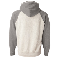 J. America Men's Vintage Heather Hooded Sweatshirt, Oatmeal Heather / Smoke Heather, Back view