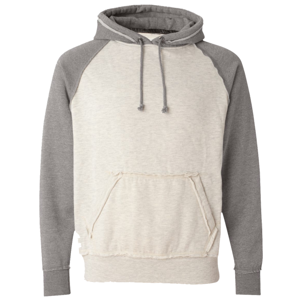 J. America Men's Vintage Heather Hooded Sweatshirt, Oatmeal Heather / Smoke Heather, Front view
