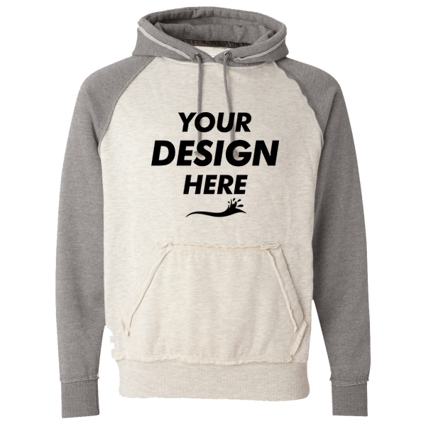 J. America Men's Vintage Heather Hooded Sweatshirt, Oatmeal Heather / Smoke Heather, Front view, Mockup