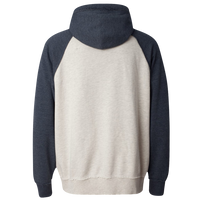 J. America Men's Vintage Heather Hooded Sweatshirt, Oatmeal Heather / Vintage Navy Heather, Back view