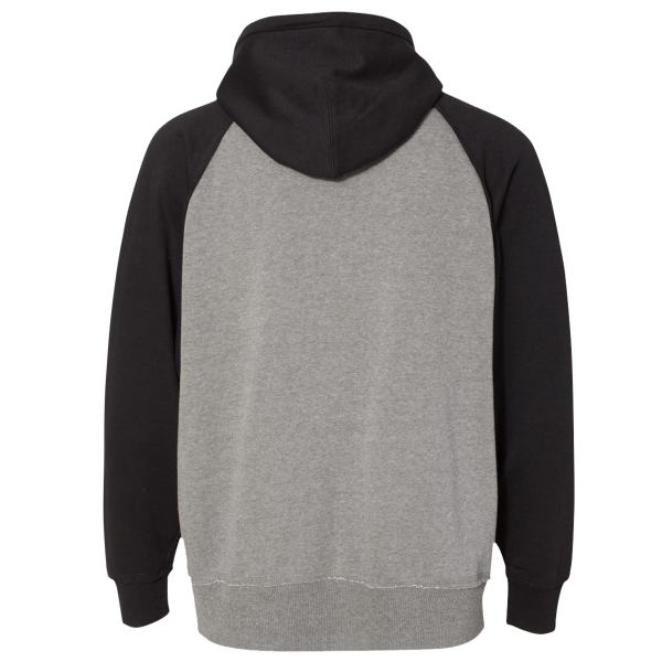 J. America Men's Vintage Heather Hooded Sweatshirt, Smoke Heather / Black, Back view