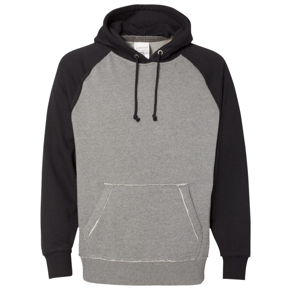 J. America Men's Vintage Heather Hooded Sweatshirt, Smoke Heather / Black, Front view