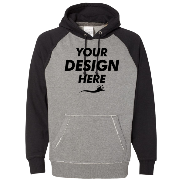 J. America Men's Vintage Heather Hooded Sweatshirt, Smoke Heather / Black, Front view, Mockup