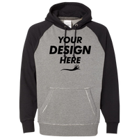 J. America Men's Vintage Heather Hooded Sweatshirt, Smoke Heather / Black, Front view, Mockup