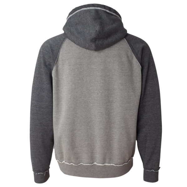 J. America Men's Vintage Heather Hooded Sweatshirt, Smoke Heather / Charcoal Heather, Back view