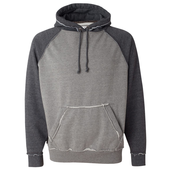 J. America Men's Vintage Heather Hooded Sweatshirt, Smoke Heather / Charcoal Heather, Front view