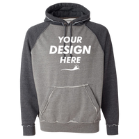 J. America Men's Vintage Heather Hooded Sweatshirt, Smoke Heather / Charcoal Heather, Front view, Mockup