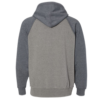 J. America Men's Vintage Heather Hooded Sweatshirt, Smoke Heather / Vintage Navy Heather, Back view