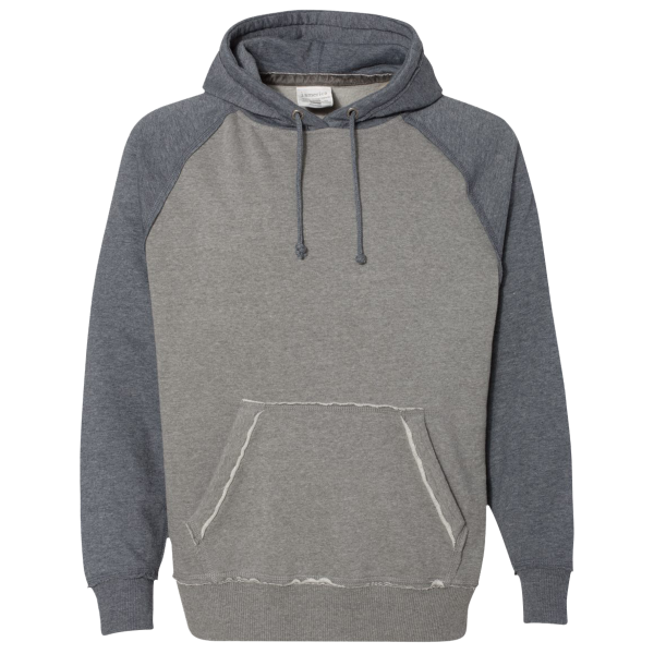 J. America Men's Vintage Heather Hooded Sweatshirt, Smoke Heather / Vintage Navy Heather, Front view