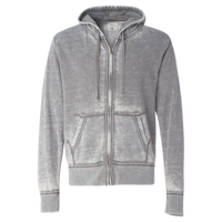 J. America Men's Vintage Zen Fleece Full-Zip Hooded Sweatshirt, Cement, Front view