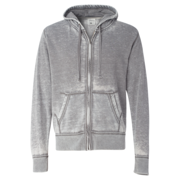 J. America Men's Vintage Zen Fleece Full-Zip Hooded Sweatshirt, Cement, Front view