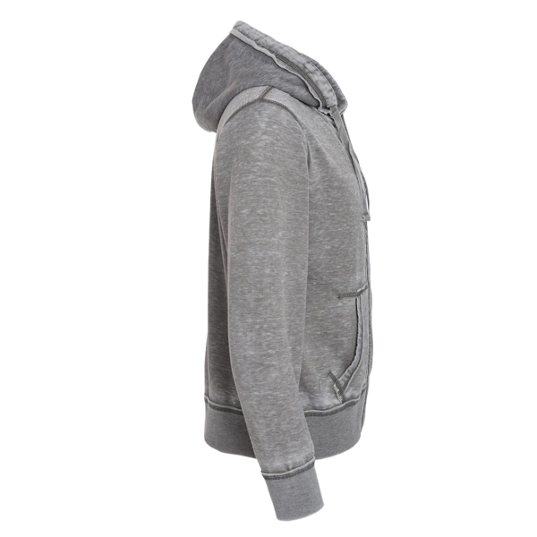 J. America Men's Vintage Zen Fleece Full-Zip Hooded Sweatshirt, Cement, Right Sleeve view