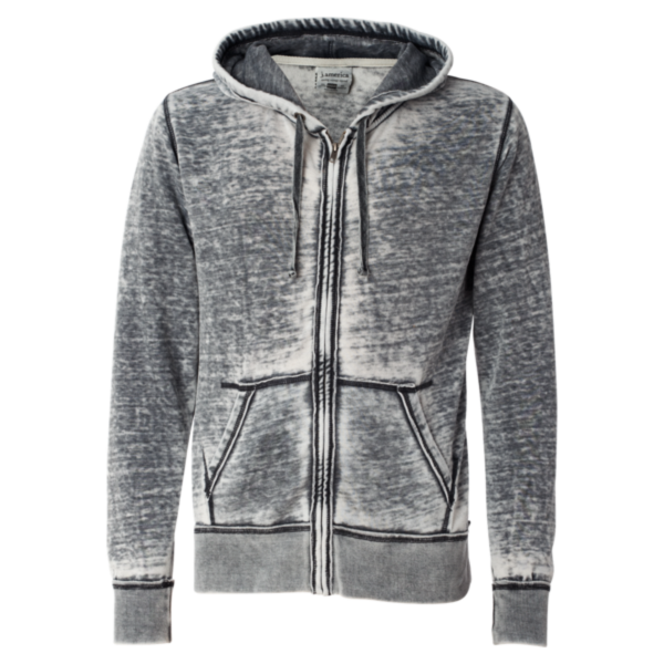 J. America Men's Vintage Zen Fleece Full-Zip Hooded Sweatshirt, Dark Smoke, Front view