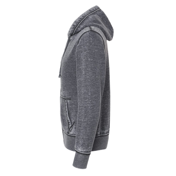 J. America Men's Vintage Zen Fleece Full-Zip Hooded Sweatshirt, Dark Smoke, Left Sleeve view