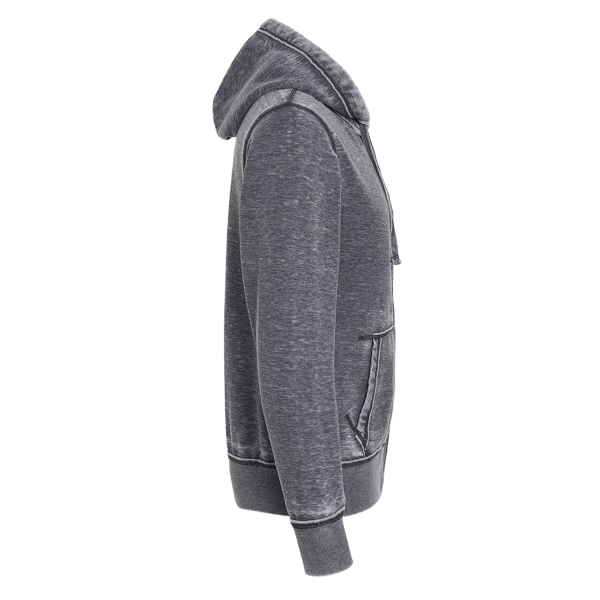J. America Men's Vintage Zen Fleece Full-Zip Hooded Sweatshirt, Dark Smoke, Right Sleeve view