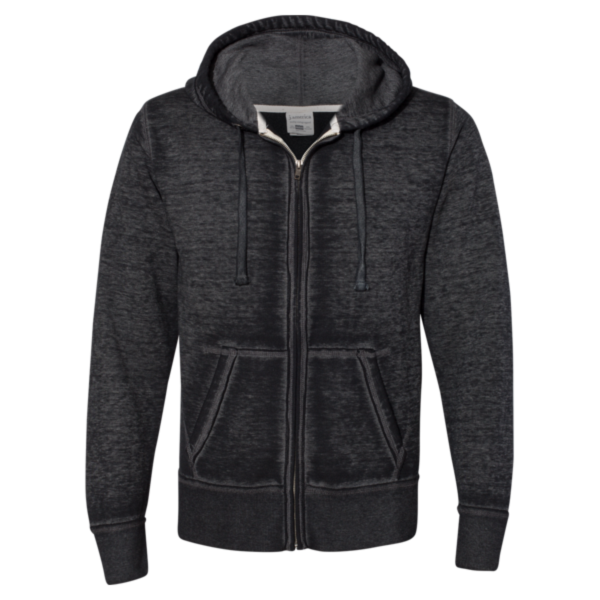 J. America Men's Vintage Zen Fleece Full-Zip Hooded Sweatshirt, Twisted Black, Front view