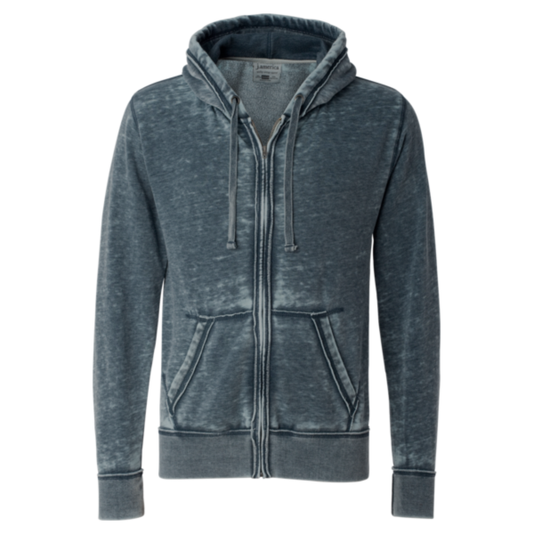 J. America Men's Vintage Zen Fleece Full-Zip Hooded Sweatshirt, Vintage Navy, Front view