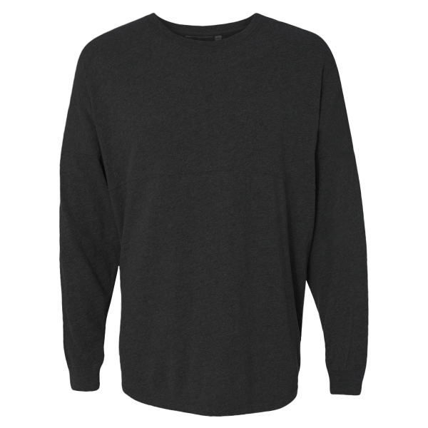 J. America Unisex Game Day Jersey Long Sleeve T-Shirt, Black / Black, Front view