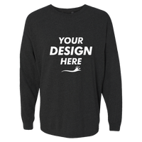 J. America Unisex Game Day Jersey Long Sleeve T-Shirt, Black / Black, Front view, Mockup