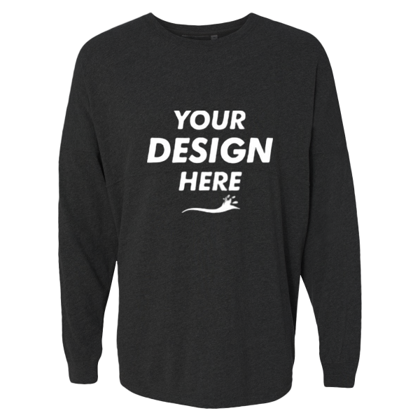 J. America Unisex Game Day Jersey Long Sleeve T-Shirt, Black / Black, Front view, Mockup