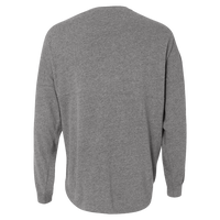 J. America Unisex Game Day Jersey Long Sleeve T-Shirt, Charcoal Heather / Charcoal Heather, Back view