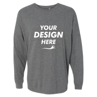 J. America Unisex Game Day Jersey Long Sleeve T-Shirt, Charcoal Heather / Charcoal Heather, Front view, Mockup