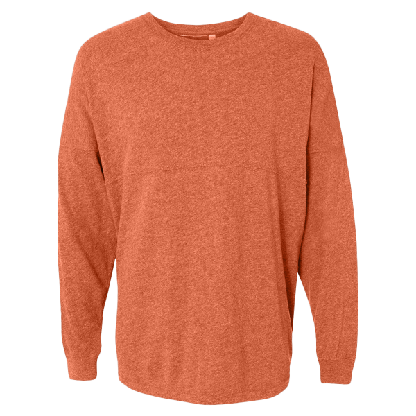 J. America Unisex Game Day Jersey Long Sleeve T-Shirt, Coral / Coral, Front view