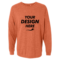 J. America Unisex Game Day Jersey Long Sleeve T-Shirt, Coral / Coral, Front view, Mockup