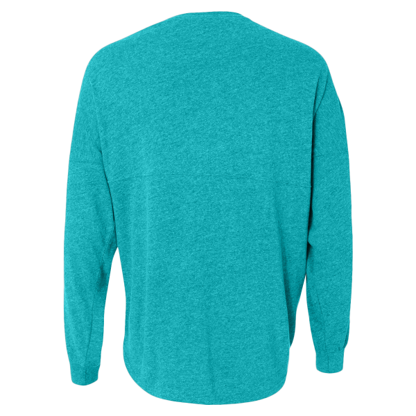 J. America Unisex Game Day Jersey Long Sleeve T-Shirt, Maui Blue / Maui Blue, Back view