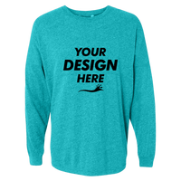 J. America Unisex Game Day Jersey Long Sleeve T-Shirt, Maui Blue / Maui Blue, Front view, Mockup