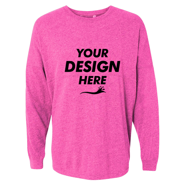 J. America Unisex Game Day Jersey Long Sleeve T-Shirt, Pink / Pink, Front view, Mockup