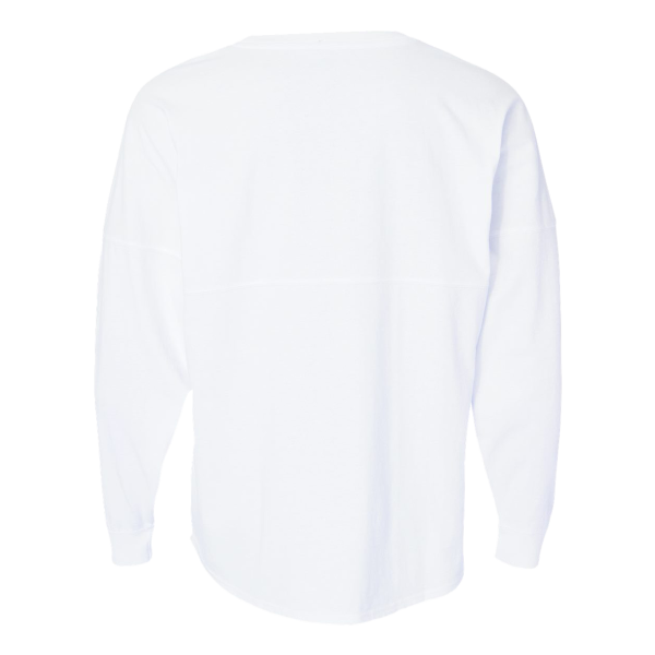 J. America Unisex Game Day Jersey Long Sleeve T-Shirt, White / White, Back view