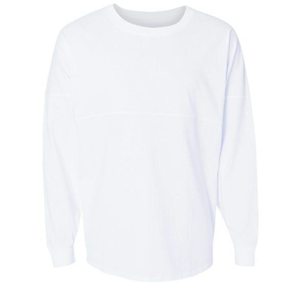 J. America Unisex Game Day Jersey Long Sleeve T-Shirt, White / White, Front view
