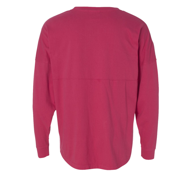 J. America Unisex Game Day Jersey Long Sleeve T-Shirt, Wildberry / Wildberry, Back view