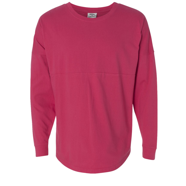 J. America Unisex Game Day Jersey Long Sleeve T-Shirt, Wildberry / Wildberry, Front view