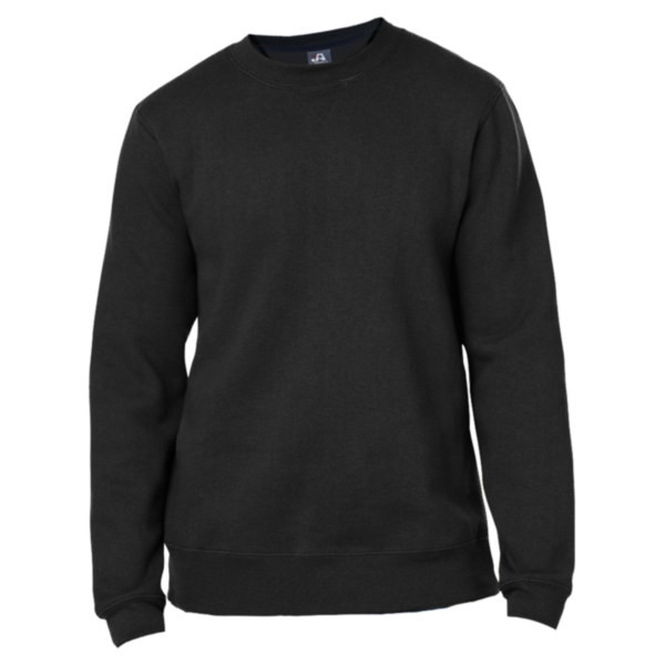 J. America Unisex Premium Fleece Crewneck Sweatshirt, Black, Front view