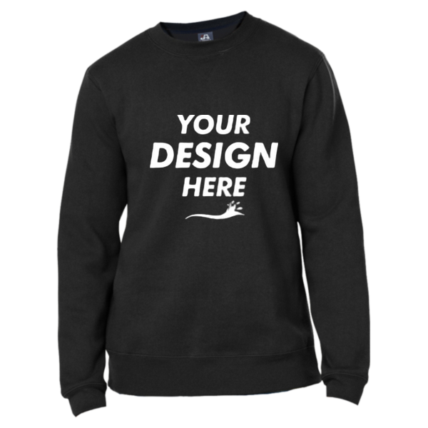 J. America Unisex Premium Fleece Crewneck Sweatshirt, Black, Front view, Mockup
