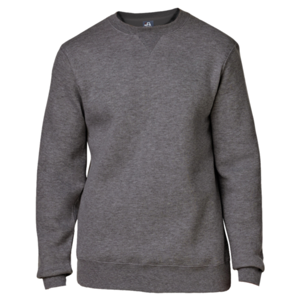 J. America Unisex Premium Fleece Crewneck Sweatshirt, Charcoal Heather, Front view