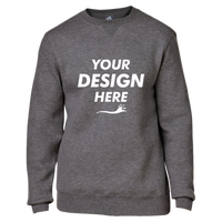 J. America Unisex Premium Fleece Crewneck Sweatshirt, Charcoal Heather, Front view, Mockup