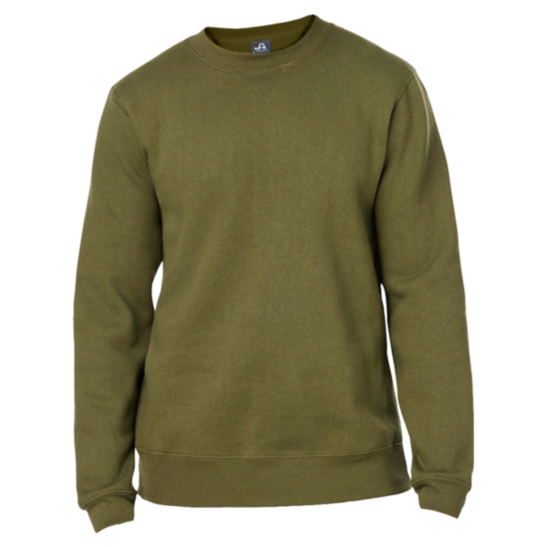 J. America Unisex Premium Fleece Crewneck Sweatshirt, Military Green, Front view