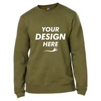 J. America Unisex Premium Fleece Crewneck Sweatshirt, Military Green, Front view, Mockup