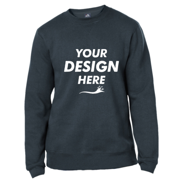 J. America Unisex Premium Fleece Crewneck Sweatshirt, Navy, Front view, Mockup