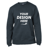 J. America Unisex Premium Fleece Crewneck Sweatshirt, Navy, Front view, Mockup