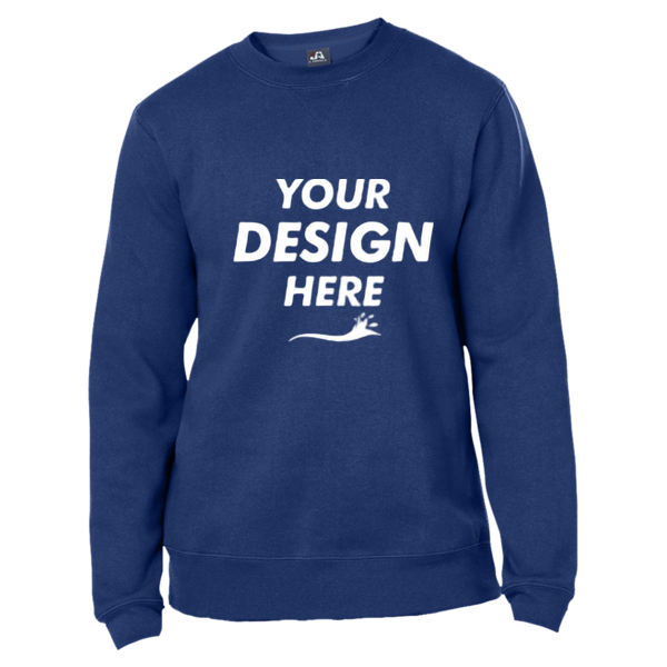 J. America Unisex Premium Fleece Crewneck Sweatshirt, True Navy, Front view, Mockup
