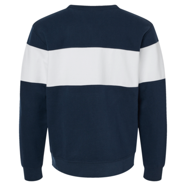 J. America Unisex Varsity Fleece Crewneck Sweatshirt, Navy, Back view