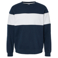 J. America Unisex Varsity Fleece Crewneck Sweatshirt, Navy, Front view