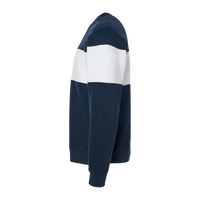 J. America Unisex Varsity Fleece Crewneck Sweatshirt, Navy, Left Sleeve view