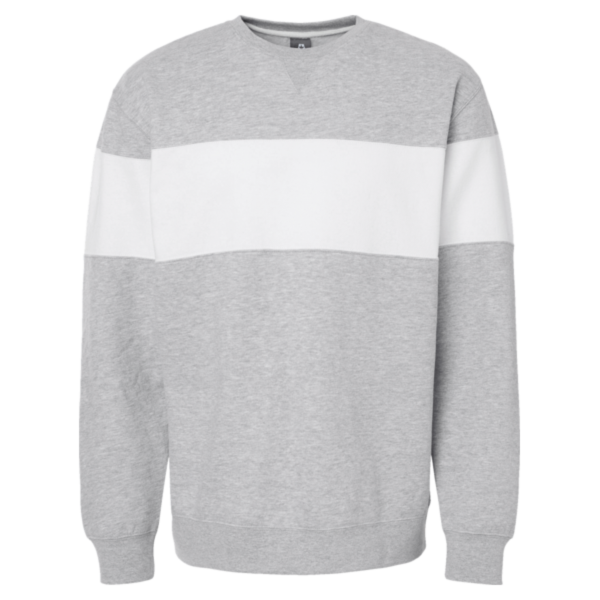 J. America Unisex Varsity Fleece Crewneck Sweatshirt, Oxford, Front view