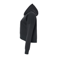 J. America Women's Crop Hooded Sweatshirt, Black Solid, Left Sleeve view
