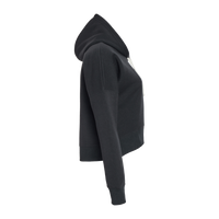 J. America Women's Crop Hooded Sweatshirt, Black Solid, Right Sleeve view